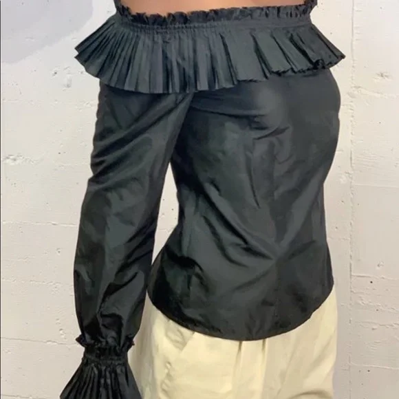 Oscar de La Renta Pleated Silk Top - Picture 7 of 8
